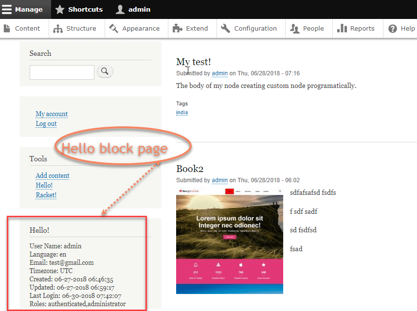 Show custom block in website sidebar